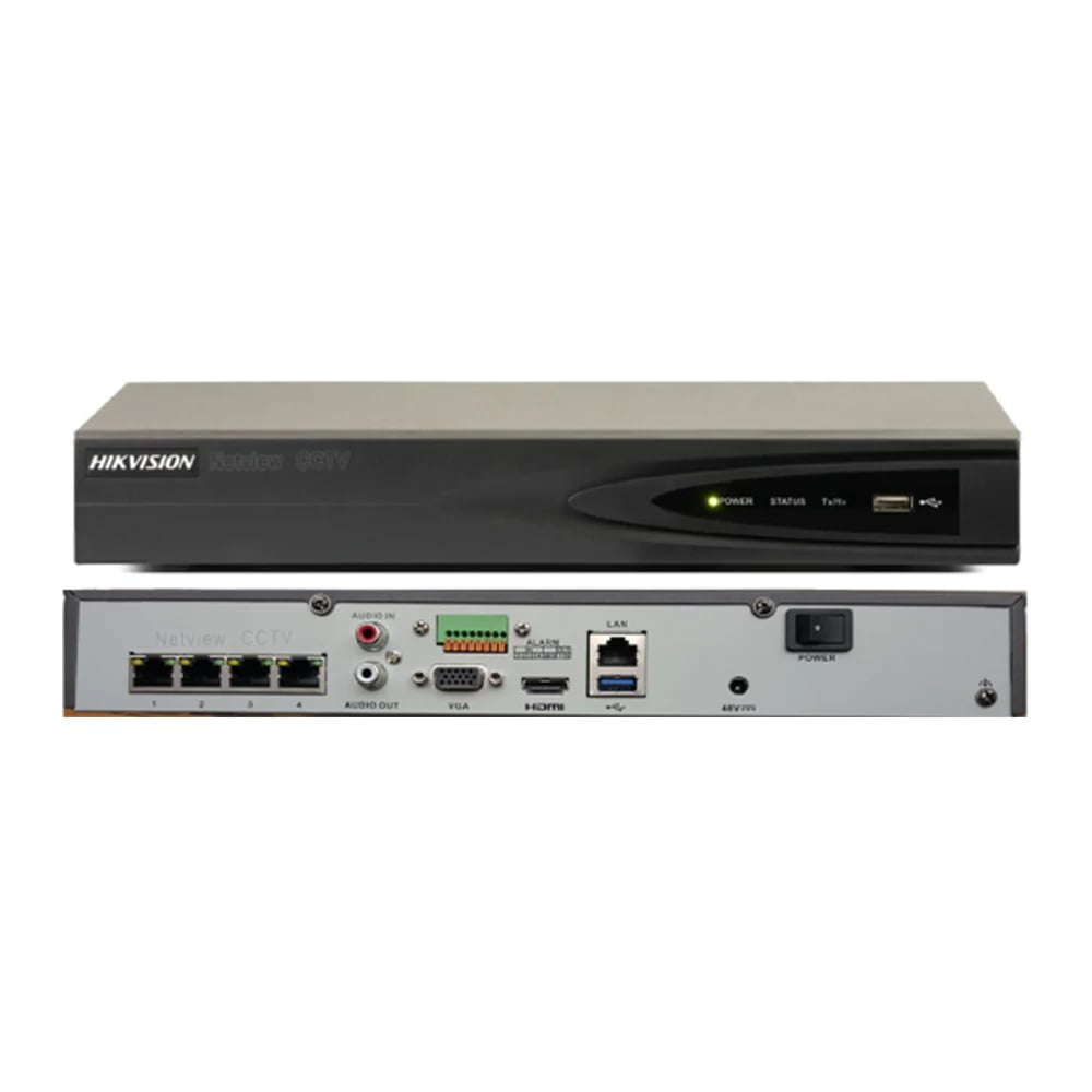 Hikvision 4 Channel Nvr, Poe, 1 Sata Upto 8tb, 4k ,alarm  (Ds-7604ni-k1/4p/(D))